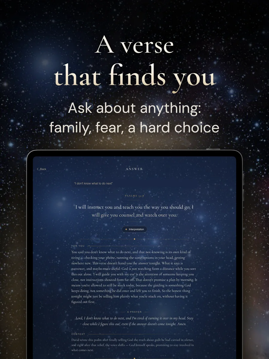 Bible Answer on iPad, screen 1